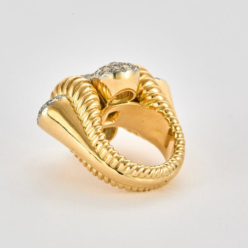 ARNOLD OSTERTAG (Attribué à ) - Bague en or jaune, platine et diamants 58 Facettes