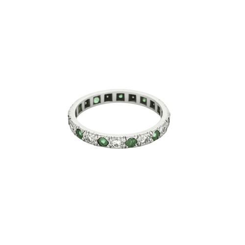 Bague 55 Bague alliance américaine en or blanc 18k et diamants, émeraudes 58 Facettes BO/250015/