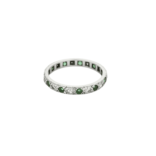 Bague 55 Bague alliance américaine en or blanc 18k et diamants, émeraudes 58 Facettes BO/250015/