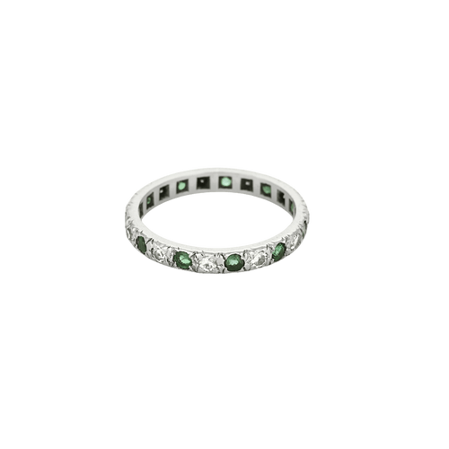 Bague 55 Bague alliance américaine en or blanc 18k et diamants, émeraudes 58 Facettes BO/250015/