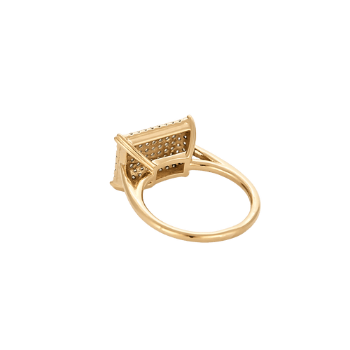 Bague 51 Bague rectangulaire sertie de diamants en or rose 18 carats 58 Facettes BO/250031