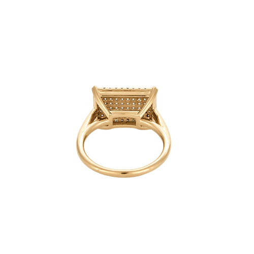 Bague 51 Bague rectangulaire sertie de diamants en or rose 18 carats 58 Facettes BO/250031