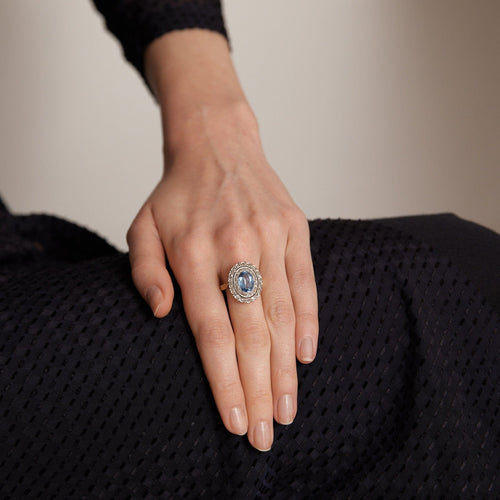 Bague Bague Topaze bleue Diamants 58 Facettes