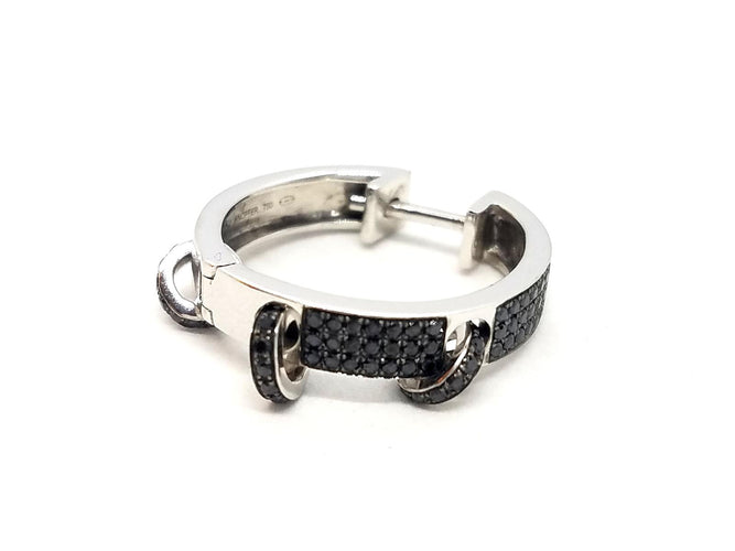 Boucles d'oreilles Asherali Knopfer - Boucle d’oreille créole en or blanc avec diamants noirs 58 Facettes 590021CN