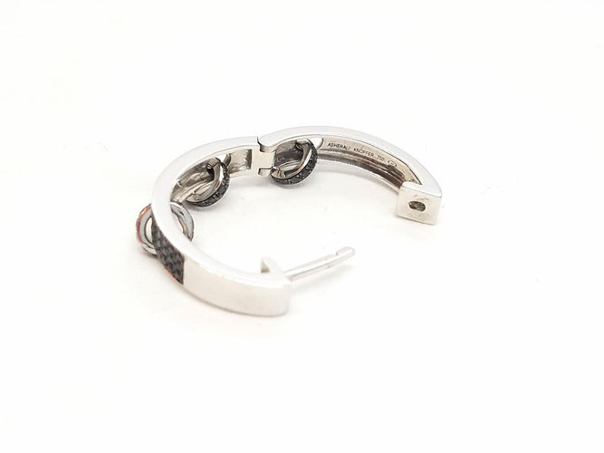 Boucles d'oreilles Asherali Knopfer - Boucle d’oreille créole en or blanc avec diamants noirs 58 Facettes 590021CN