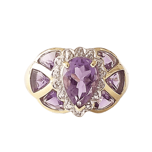Bague 52 Bague or jaune améthystes 58 Facettes