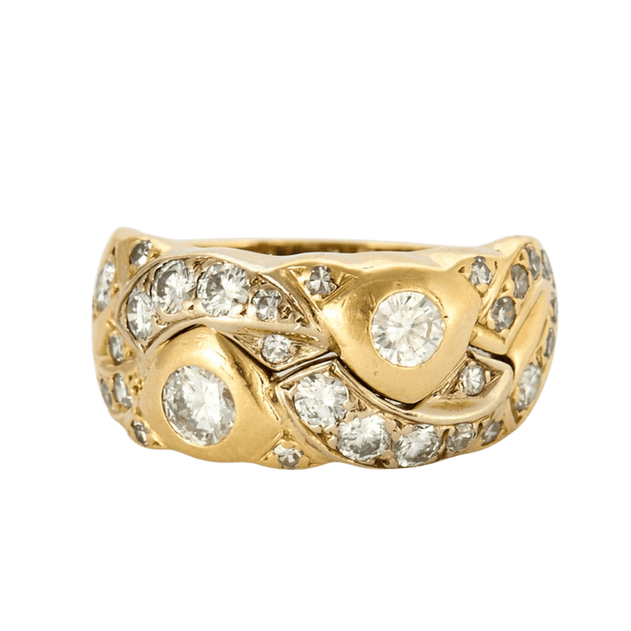 Bague jonc  or jaune et Diamant