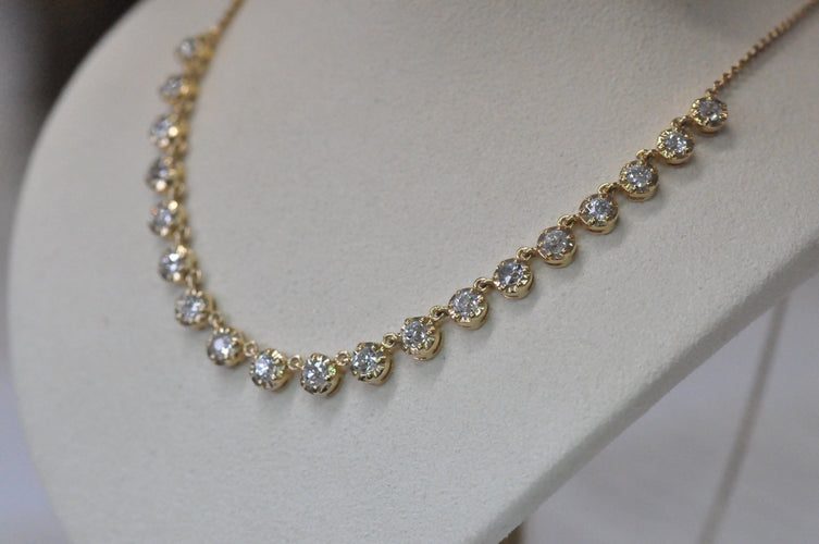 Collier Collier ancien en or jaune 18K serti de diamants taille ancienne 58 Facettes