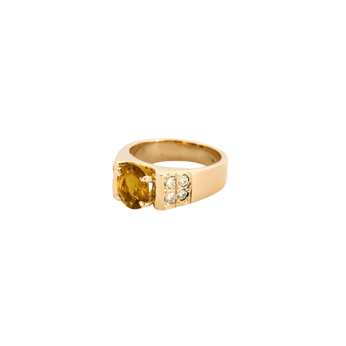 Bague 46 Bague citrine sertie griffes en or jaune et diamants 58 Facettes BO/240017/