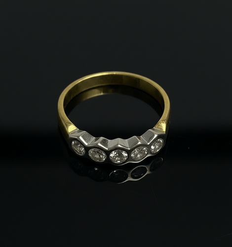 Bague Bague rivière en or jaune et or blanc 18K avec diamants 58 Facettes