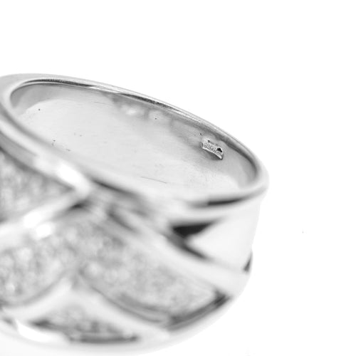 Bague 53 Bague bandeau en or blanc 18 ct avec diamants 58 Facettes 6738