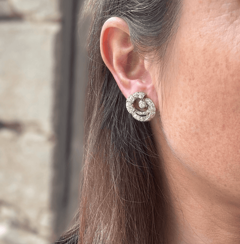 Boucles d'oreilles Clips d’oreilles Art déco en platine et diamants taille ancienne 58 Facettes REF2534-301