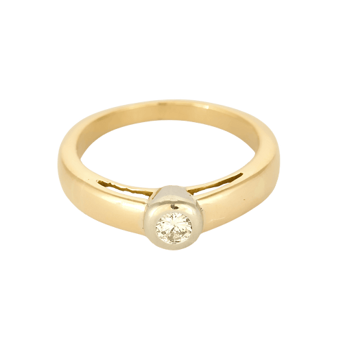 Bague 56 Bague Solitaire en or jaune, or blanc et diamants 58 Facettes DV1834-14