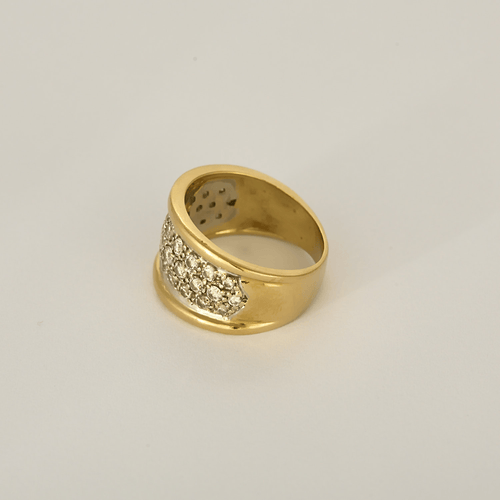 Bague 50 Bague bandeau en or jaune et or gris, pavage diamants 58 Facettes DV26327-12-51-2