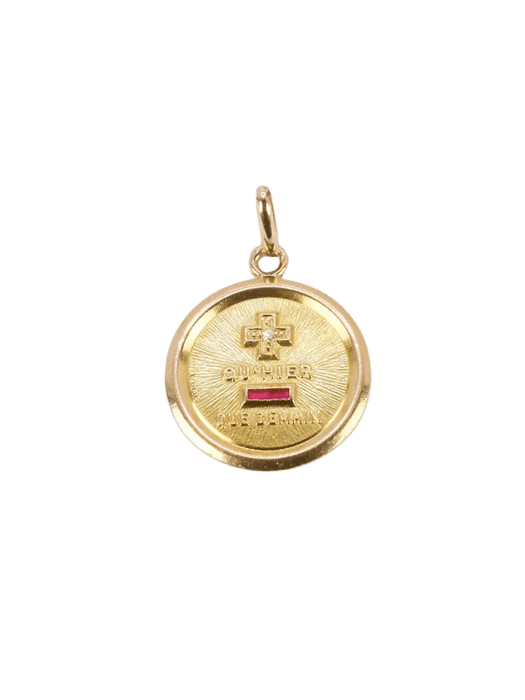 AUGIS - Médaille amour ronde Plus qu'hier moins que demain or jaune, diamant, rubis