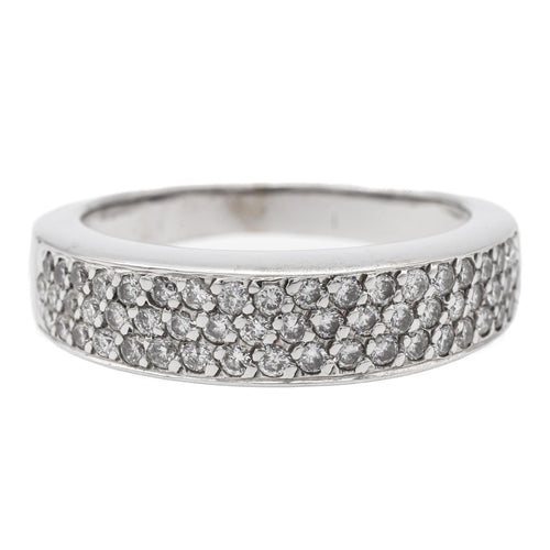 Bague 56 Bague en or blanc 18 carats pavée de diamants 58 Facettes 729105CN