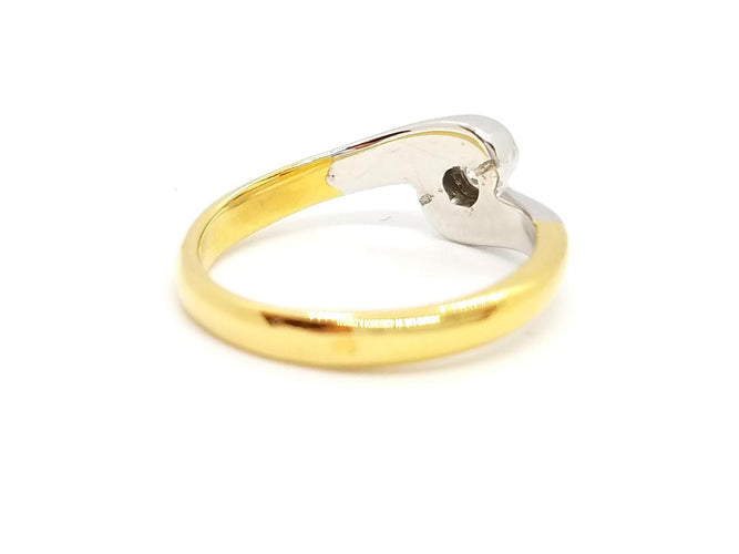 Bague 53 Bague solitaire bicolore en or jaune et or blanc 18 carats diamant 58 Facettes 730600CN