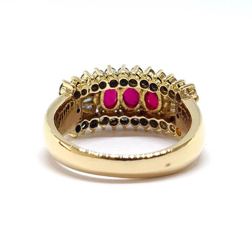 Bague 52 Bague ancienne rubis diamants or jaune 58 Facettes