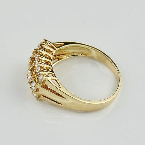 Bague 56 Bague cocktail en or jaune 750 à 3 rangs de diamants 58 Facettes 1828