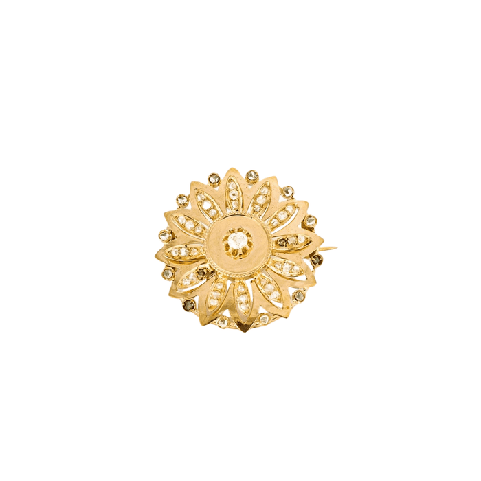 Broche Broche ronde fleur sertie de diamants Napoléon III 58 Facettes
