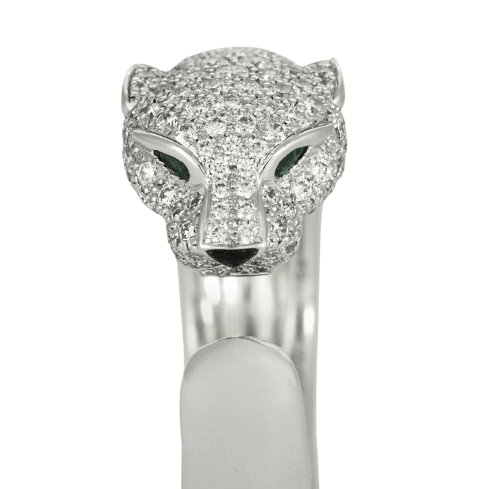 Bague 54 CARTIER "Panthère" - Massai - Bague en or blanc et diamants 58 Facettes