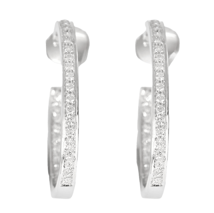 Boucles d'oreilles CHAUMET - Créoles en or blanc et diamants 58 Facettes DVO8O8-5