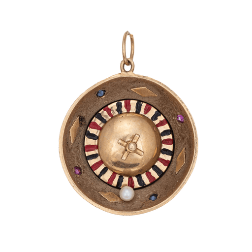 Pendentif Pendentif en or vintage avec breloque de roue de roulette tournante 58 Facettes G12703
