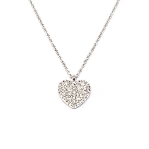 Collier Collier Coeur pavage diamants or blanc 58 Facettes