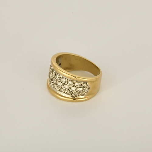 Bague 50 Bague bandeau en or jaune et or gris, pavage diamants 58 Facettes DV26327-12-51-2