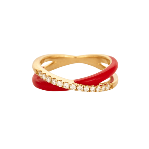 Bague 54 Bague or jaune céramique rouge 58 Facettes 3131758