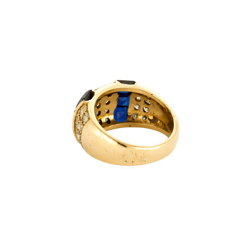Bague 53 Bague jonc en or jaune 18 carats, diamants et saphirs calibrés 58 Facettes BO/240025/