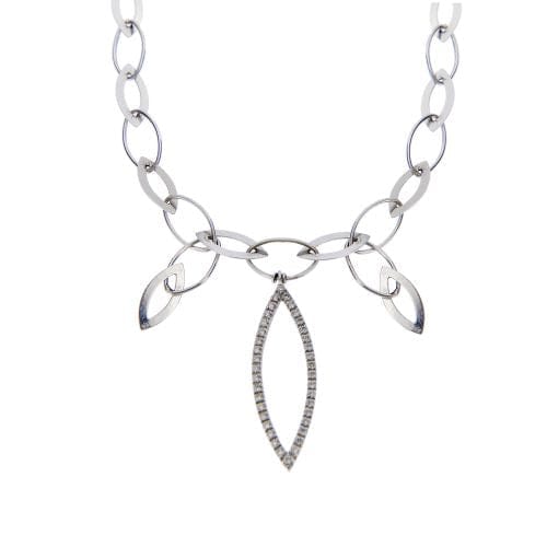 Collier Collier - Chaîne marquise en or blanc 18 ct et diamants 58 Facettes 8119