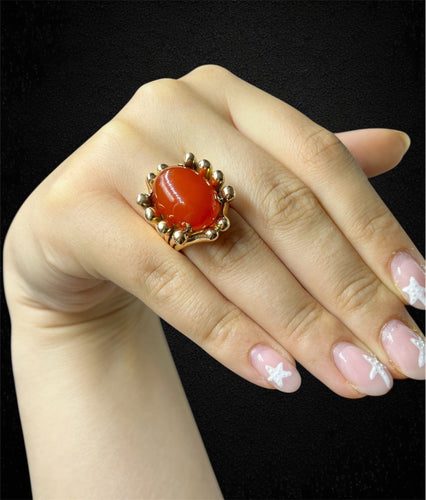 Bague Cornucopia - Bague en or jaune 18 ct et cornaline cabochon 58 Facettes