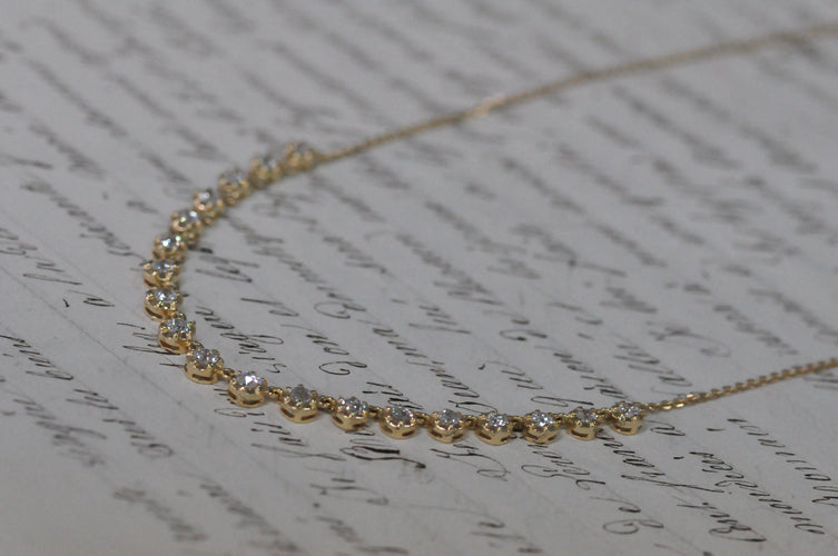 Collier Collier ancien en or jaune 18K serti de diamants taille ancienne 58 Facettes