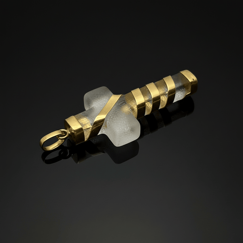 Pendentif Croix - Pendentif en cristal de roche et or 18 carats 58 Facettes