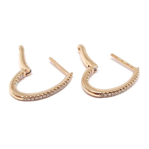 Boucles d'oreilles Créoles ovales diamants or rose 58 Facettes