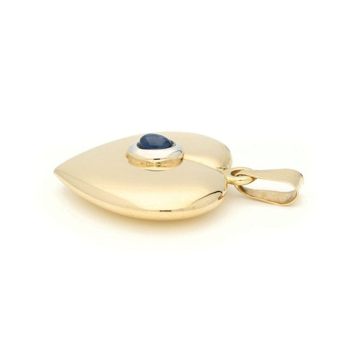 Pendentif Pendentif cœur en or jaune 14k avec saphir cabochon 58 Facettes 237D87633CB44D3CA04D07038344063A