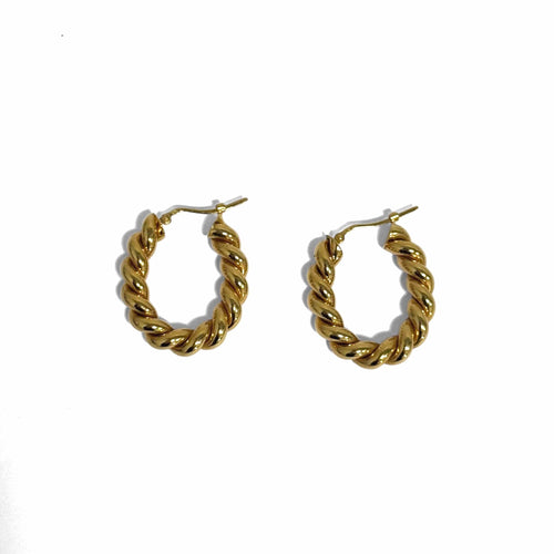 Boucles d'oreilles Créoles cordon ovales en or jaune 18K 58 Facettes REF2565-333