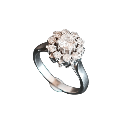 Ring 53 Marguerite Ring Diamonds and White Gold 58 Facettes