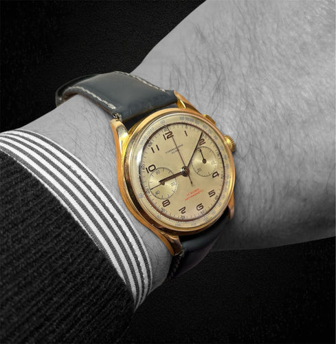 Montre Chronographe suisse - Montre en or jaune 18K, cadran blanc 38 mm 58 Facettes