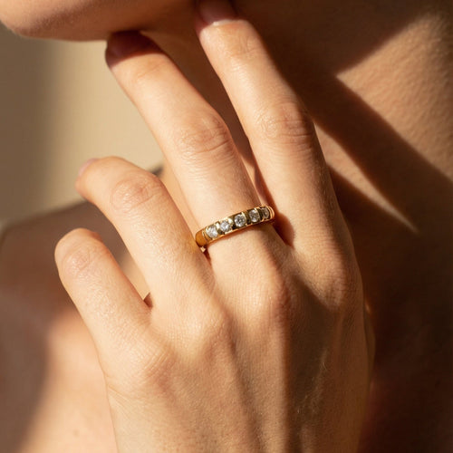 Bague 60.5 Bague demi-tour mémoire vintage en or jaune 14 carats et diamants 58 Facettes