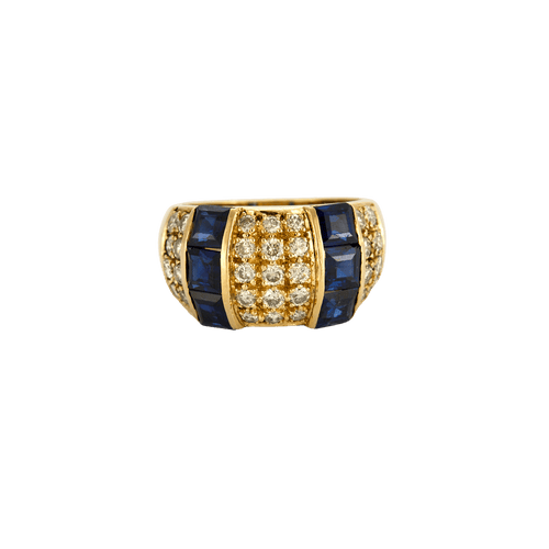 Bague 53 Bague jonc en or jaune 18 carats, diamants et saphirs calibrés 58 Facettes BO/240025/