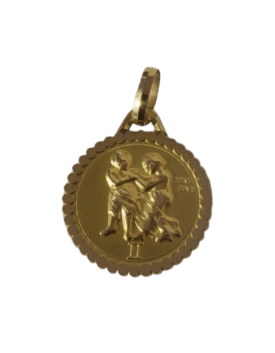 Pendentif Pendentif or jaune médaille zodiaque Gémeaux 58 Facettes