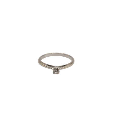 Bague 50 Solitaire or blanc serti d'un diamant 58 Facettes