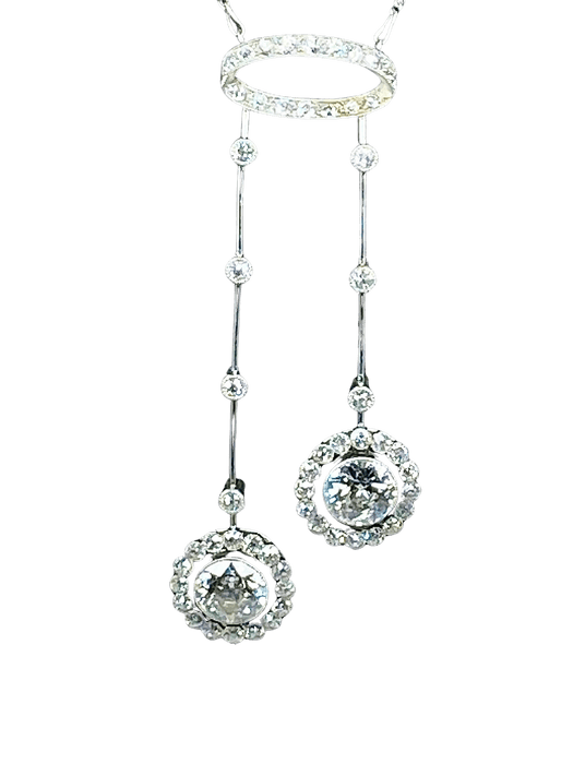 Collier Important collier négligé en platine et diamants d’époque 1900 58 Facettes AB434