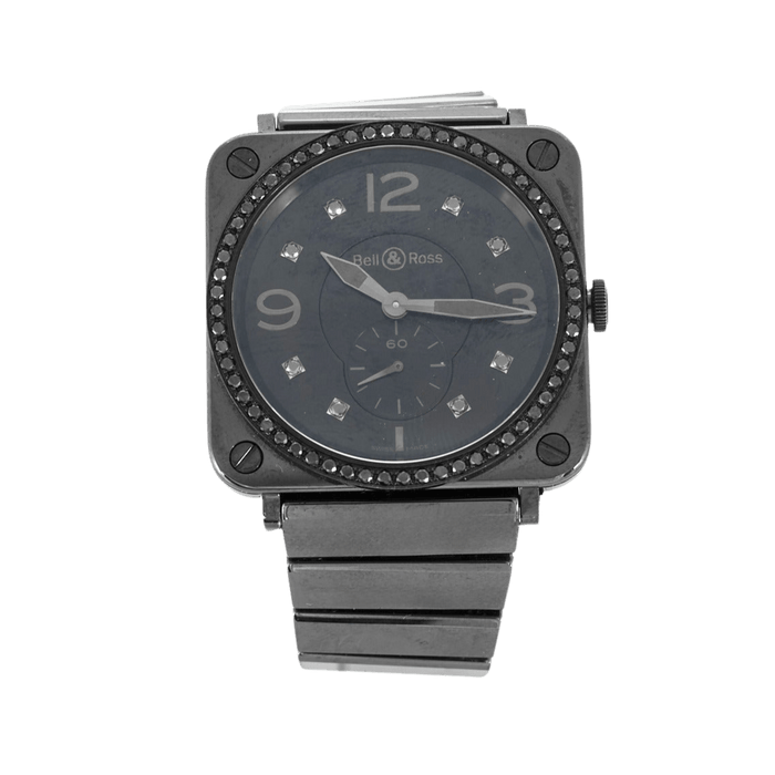 Montre BELL & ROSS - BR-S 98 Phantom - Montre en céramique noire, acier et diamants 58 Facettes DV0820-5