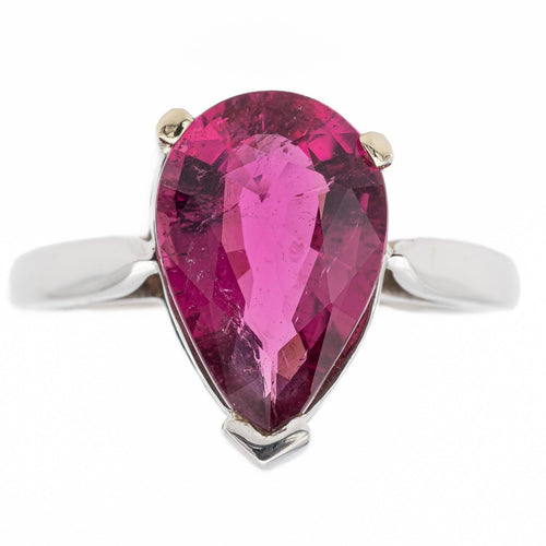 Bague 59 Bague rubélite taille poire en or blanc 18 carats 58 Facettes 902132CD