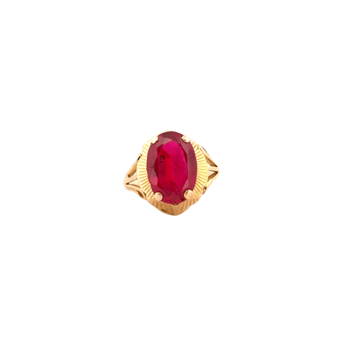Ring 57 Vintage Signet Ring in Yellow Gold and Ruby 58 Facettes