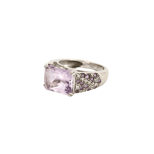 Bague 51 Bague sertie d’améthyste en or blanc 18 carats et diamants 58 Facettes BO/240023