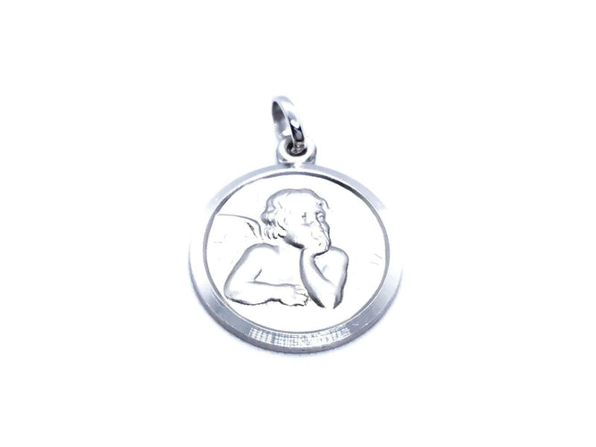 Pendentif Pendentif médaille ange en or blanc 18 carats 58 Facettes 947739CD